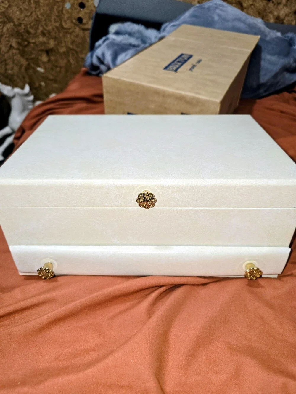 Buxton White Jewelry Organizer Box with Yellow Interior